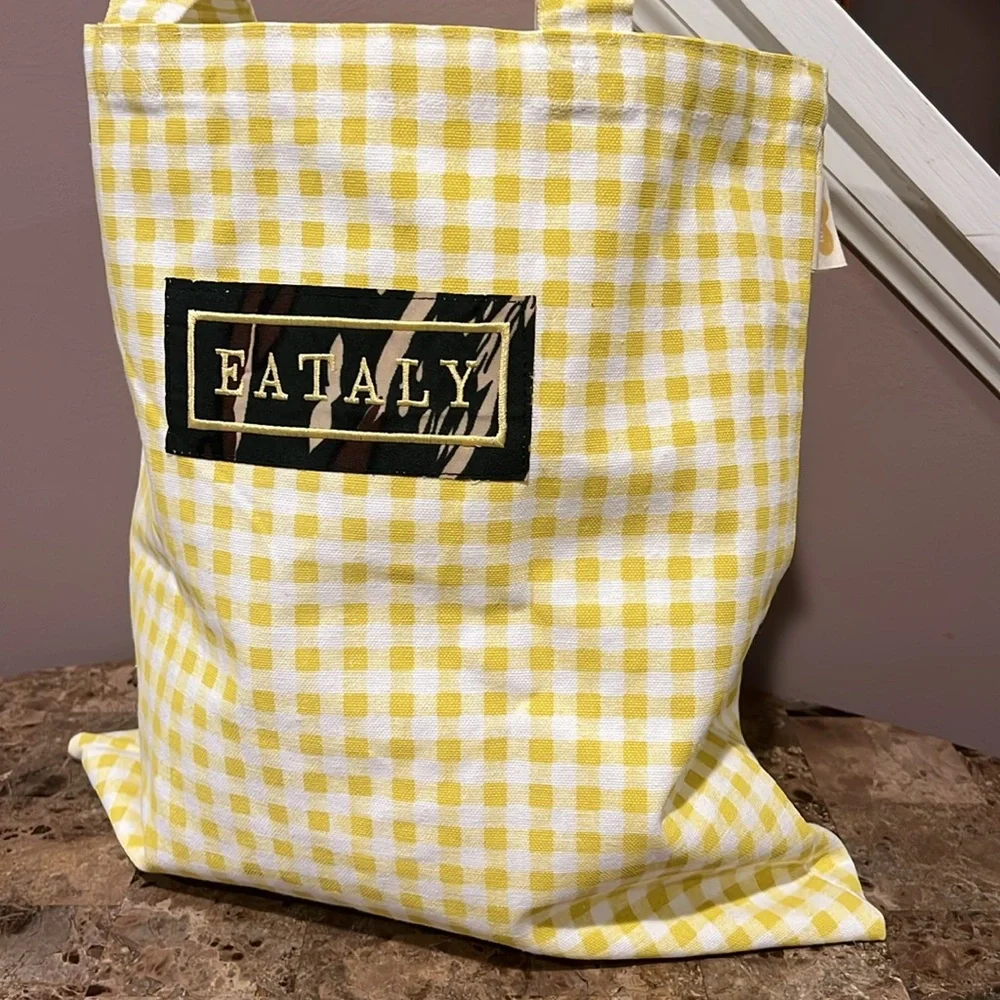 EATALY Checkered Shopper Tote Bag - Picture 5 of 7